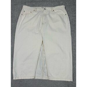 Abercrombie &‎ Fitch Jean Skirt Womens 34/18 Cream High Rise Denim Midi